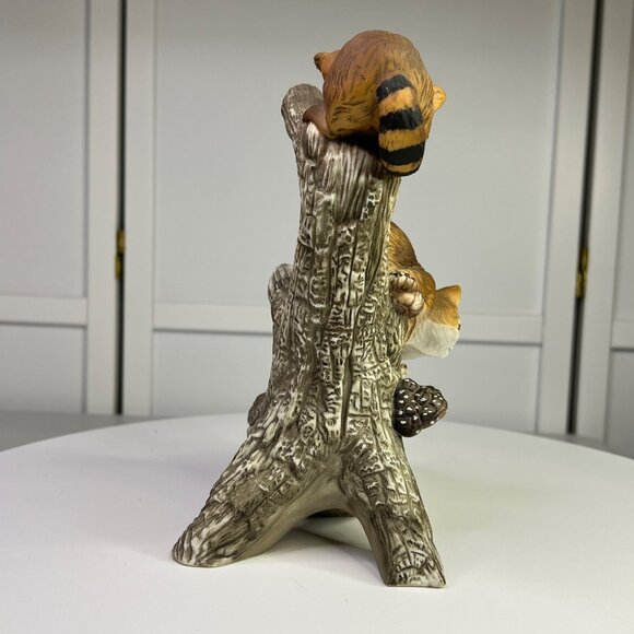 Vintage Homco Masterpiece Porcelain Three Raccoons On Tree 8" Figurine - 1978 - Picture 6 of 10